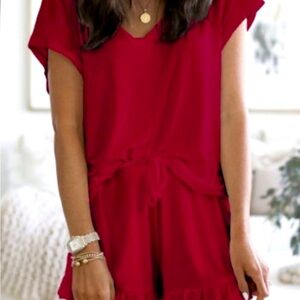 Red Loungewear Short Set Size Large